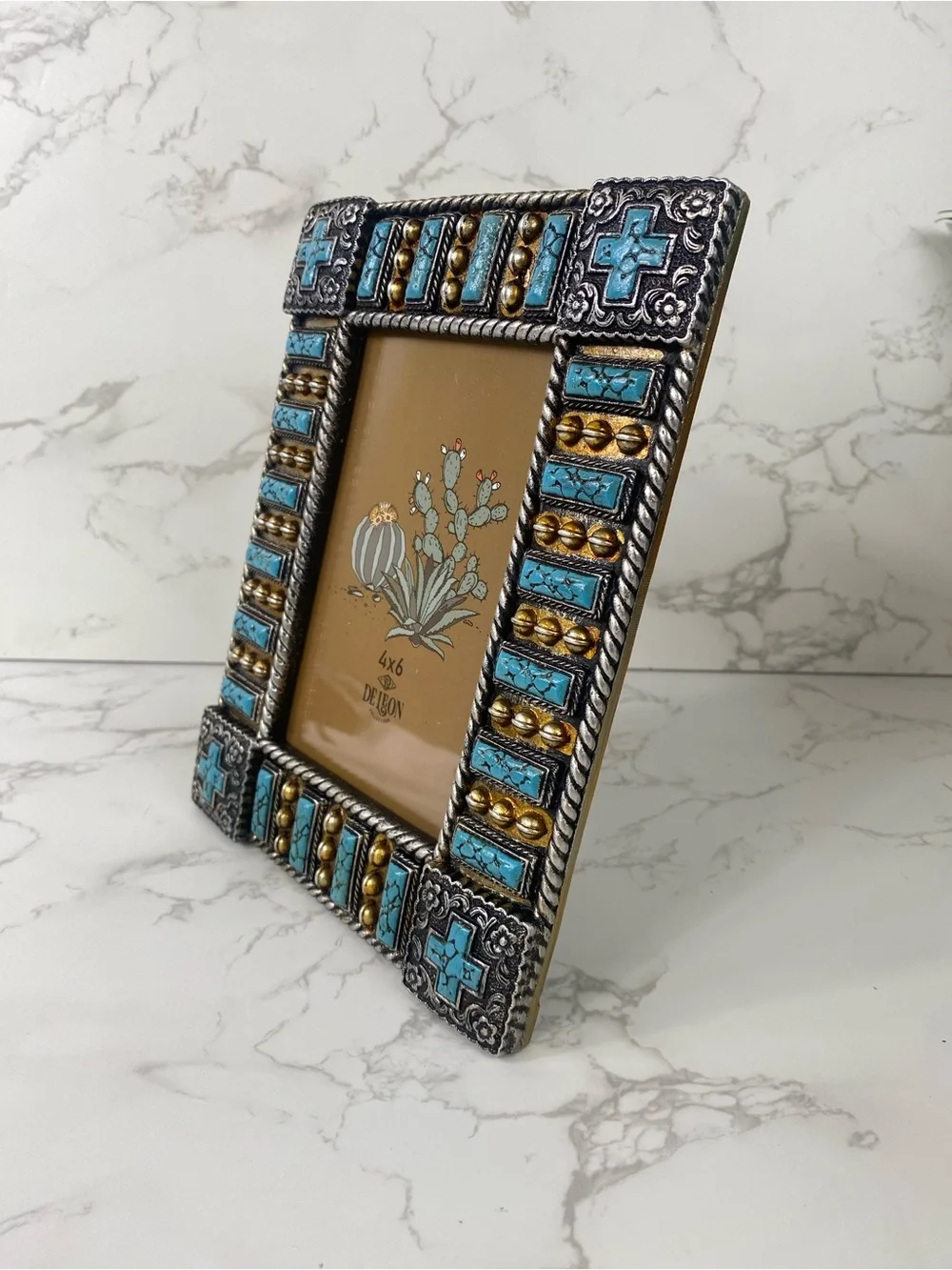 Turquoise & silver tone Southwest-Inspired 4x6 Photo Frame
